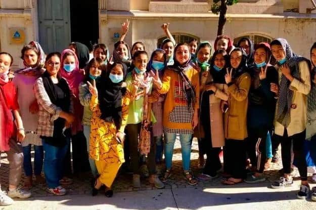 The Afghanistan women's youth development team, who train girls from underprivileged backgrounds. Pic: Hillgrove PR.