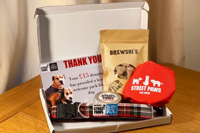 shoppers can buy the I Believe In Santa Paws box to support a pet in need