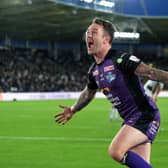 STICKING AROUND: Leeds Rhinos' Richie Myler celebrates his try against Hull FC in July this year - he has agreed a new three-year deal to remain at Headingley. Picture: Jonathan Gawthorpe