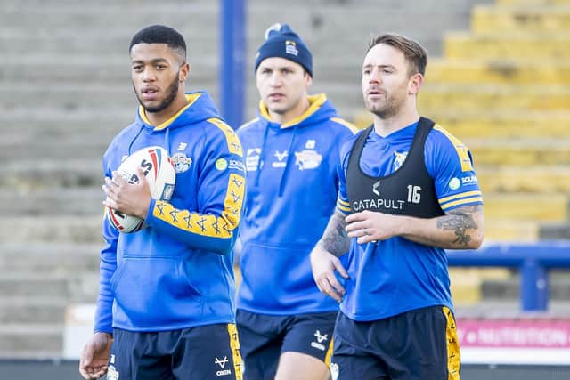Richie Myler, right, pictured during Leeds Rhinos' return to pre-season training at Headingley last week. Picture by Allan McKenzie/SWpix.com