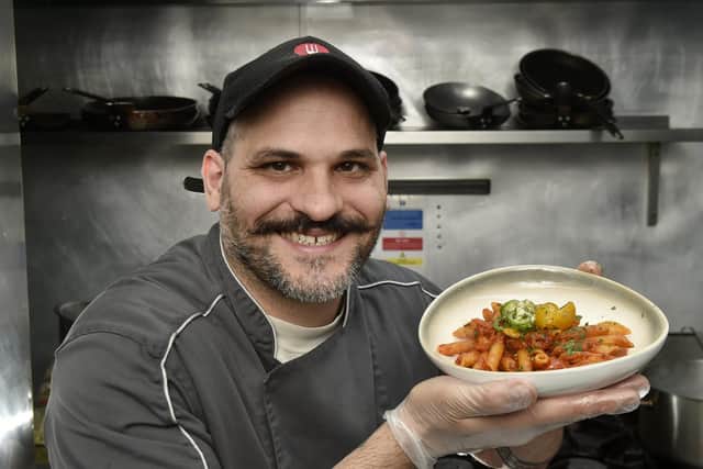 Nunzio with Culto's Penne All’Arrabbiata, one of his favourite dishes on the menu (Photo: Steve Riding)