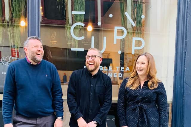 CUPP founder Lee Peacock, centre, pictured with business development manager Andy Hulbert and franchise assistant Laura Hulbert