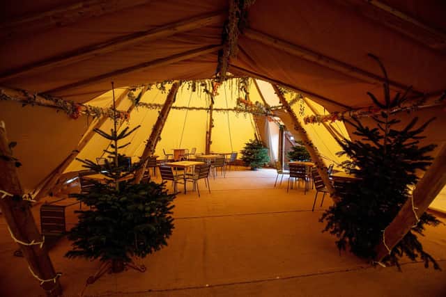 Temple Arches is now home to the Hutte and plenty of tipis to keep warm in. Phoot: Bruce Rollinson.