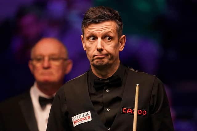 Peter Lines reacts during his match against Zhao Xintong, during the Cazoo UK Championship at the York Barbican. Photo: Martin Rickett/PA