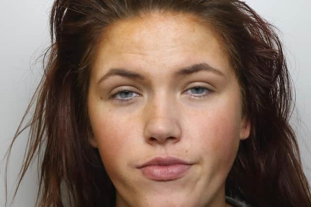 Courtney Ridgeway was jailed for two years and 11 months at Leeds Crown Court for attacking a woman with a broken Champagne flute.