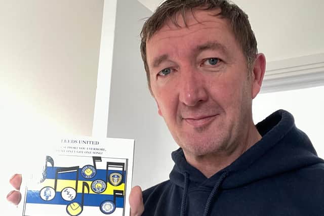 Leeds-born actor Ralph Ineson with his copy of ‘Leeds United We’ll  Support You Evermore – We’ve Only Got One Song’. Pic: Heidi Haigh