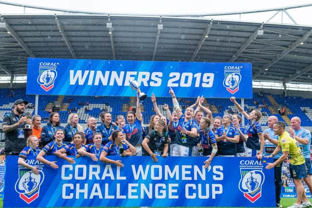 Leeds Rhinos celebrate their Challenge Cup final win at Bolton in 2019 (ALLAN MCKENZIE/SWPIX)
