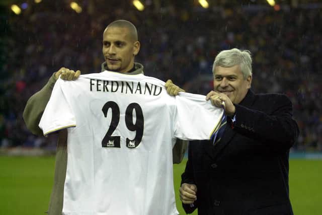 Former Leeds United chairman Peter Ridsdale with then record signing Rio Ferdinand. Pic: Getty