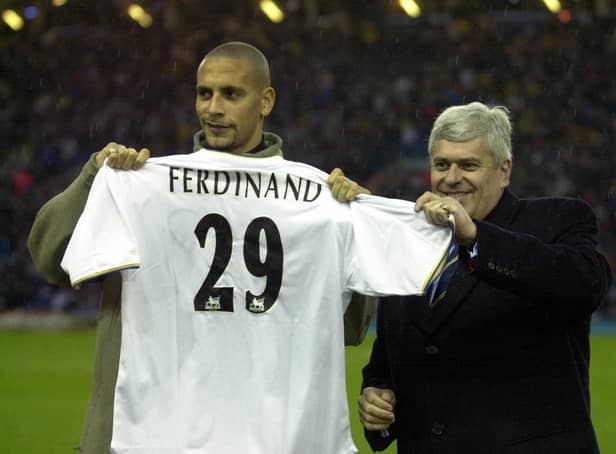 Former Leeds United chairman Peter Ridsdale with then record signing Rio Ferdinand. Pic: Getty