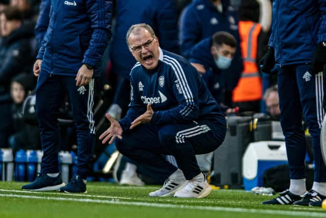 MIXED FEELINGS - Marcelo Bielsa said a draw was not a good result for Leeds United before their game with Brentford but valued the manner in which it came thanks to Patrick Bamford's late goal. Pic: Tony Johnson