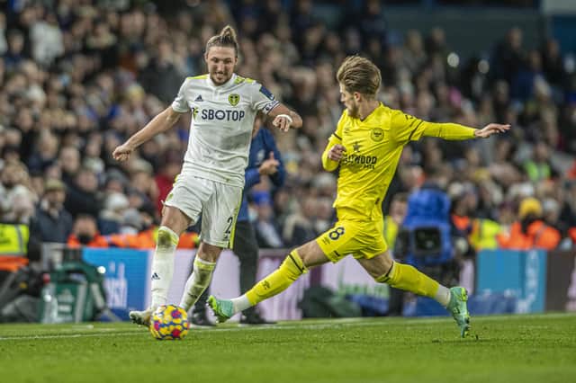 Man-of-the-match contender Luke Ayling impressed on his return from injury for Leeds United against Premier League rivals Brentford. Picture: Tony Johnson/JPIMedia.