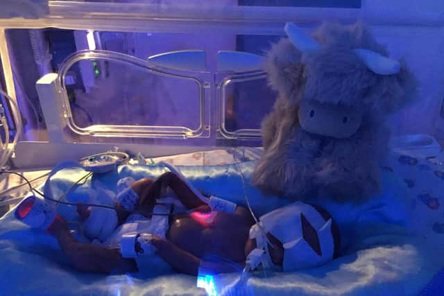 Sophia and Edwin Gardiner's tiny baby son Ernie weighed just 2lb 6oz when he was born on August 7 when Sophie was  26 weeks and five days pregnant.