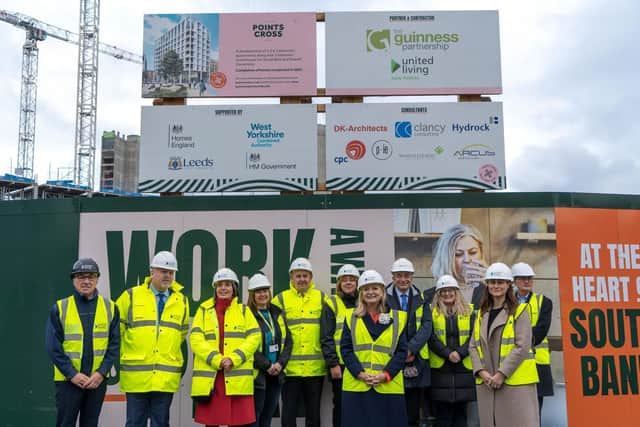 Mayor of West Yorkshire, Tracy Brabin visits The Guinness Partnership’s Points Cross housing scheme which is now on site and will build over 300 new, sustainable homes in the Leeds South Bank during its first phase.