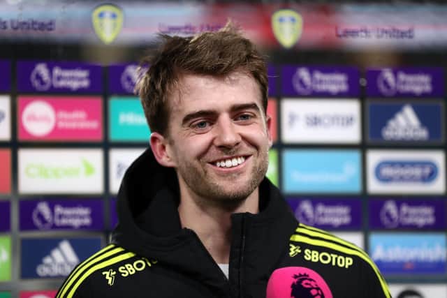 Leeds United's Patrick Bamford speaks to the press at Elland Road. Pic: George Wood