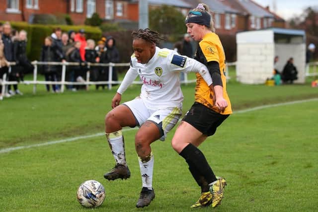 Leeds United Women's goalscorer Aaliyah Nolan in action for the Whites. Pic: LUFC.