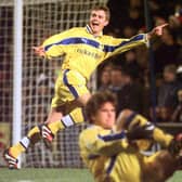Stephen McPhail celebrates netting his first ever goal for Leeds United to put the Whites on course for a 2-0 victory at Chelsea of December 1999 and top of the Premier League in time for Christmas Day. Picture by Gary Longbottom.