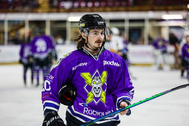 Former Bradford Bulldogs junior Jacob Lutwyche made his Leeds Knights debut in the 6-4 loss at Raiders on Sunday. Picture courtesy of Mark Ferriss/EIHL.