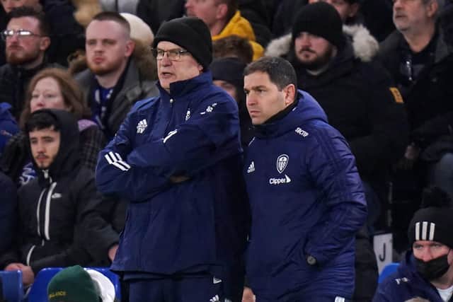 Leeds United manager Marcelo Bielsa watches on at Stamford Bridge. Picture: Adam Davy/PA Wire.
