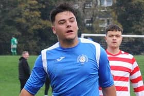 Kian Linley, of Whitkirk Wanderers Blues, who scored a hat-trick against Republica Internationale in the Leeds Combination League Mawson Cup. Picture: Steve Riding.