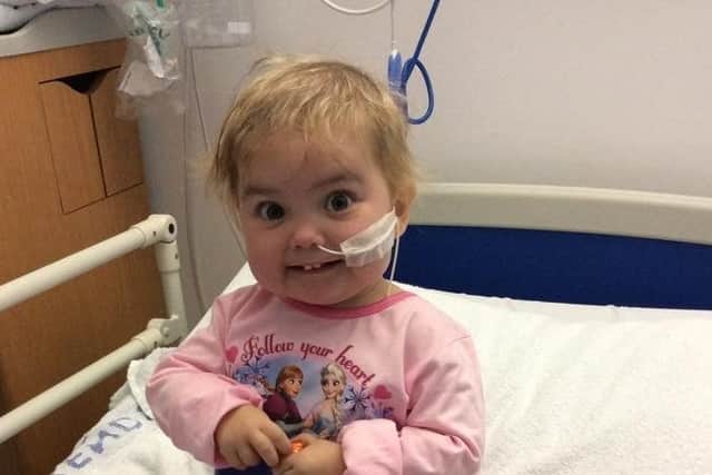 Mia Mason on on of the three Christmases she spent in Leeds Children's Hospital