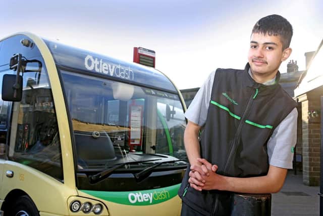 Kraish Symes,18, left a career as a store clerk to become Britain's youngest bus driver. Picture: Transdev UK/SWNS.