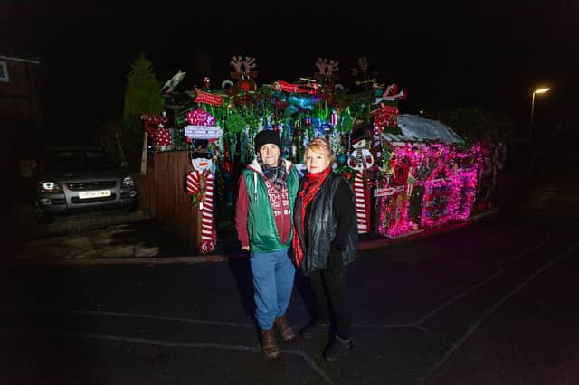 May, 71, and Rod Proctor, 73, who have transformed their Leeds home and garden into a winter wonderland. Picture: SWNS.