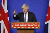 Boris Johnson at the Downing Street press conference.