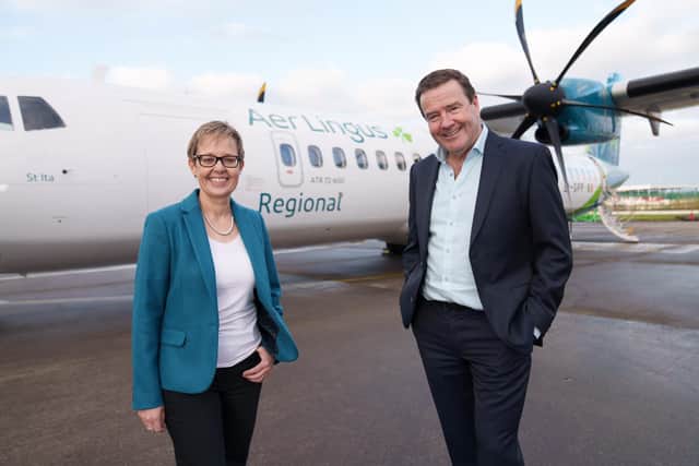 Aer Lingus CEO Lynne Embleton and Emerald Airlines CEO Conor McCarthy