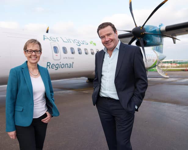 Aer Lingus CEO Lynne Embleton and Emerald Airlines CEO Conor McCarthy