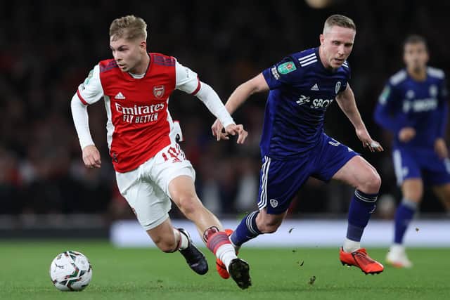 KEY MAN - Emile Smith Rowe will need to be shut down quickly by Adam Forshaw and the Leeds United midfield when Arsenal visit Elland Road. Pic: Getty