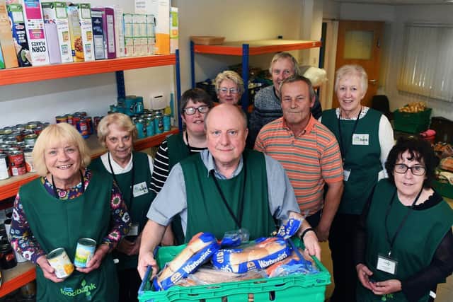 Pictured: Leeds South and East Foodbank volunteers, with John Newbould at the front. Photo: Jonathan Gawthorpe