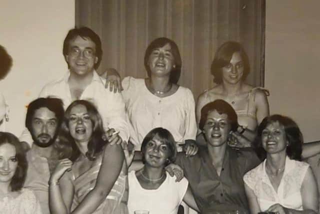 Kathy with colleagues in early days of working