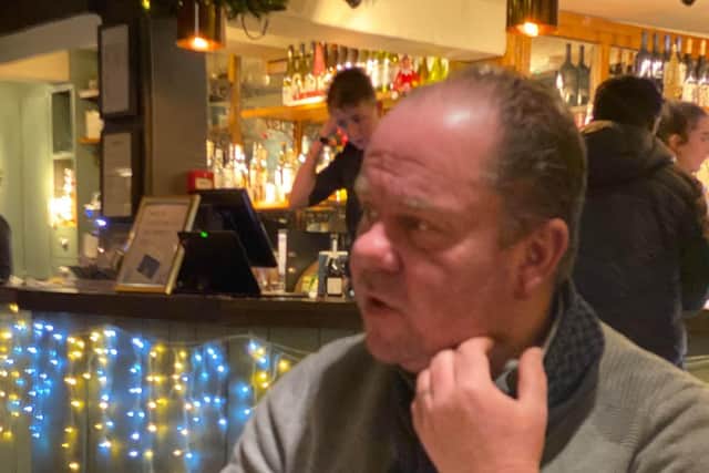 Fed-up David Pitts has a drink in a London pub before catching the train back to Wakefield.