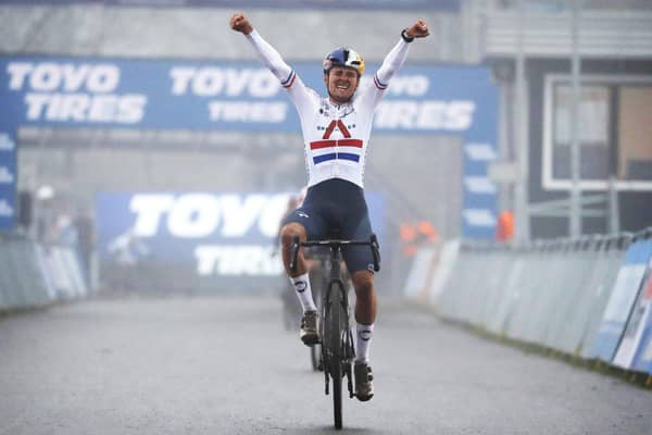 Tom Pidcock wins and become the first British rider ever to win a UCI Cyclocross ( cyclo - cross ) UCI World Cup Race in Rucphen Picture: Tim van WichelenC/orVos/SWpix.com