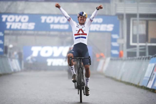 Tom Pidcock wins and become the first British rider ever to win a UCI Cyclocross ( cyclo - cross ) UCI World Cup Race in Rucphen Picture: Tim van WichelenC/orVos/SWpix.com