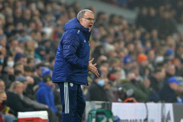 Leeds United's Marcelo Bielsa watches on at Elland Road. Pic: Bruce Rollinson