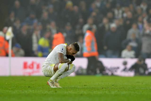 Leeds United fans react to Arsenal defeat. Pic: Bruce Rollinson