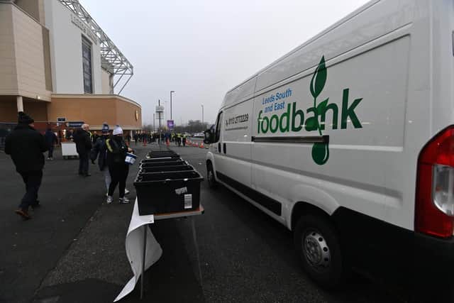 Leeds fans left donations for the food banks.