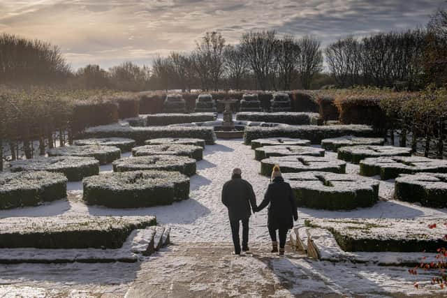 Will it snow this Christmas? The Met Office forecasters are not ruling out snow in the north of the UK. Pictured: Snow at Temple Newsam earlier this year.