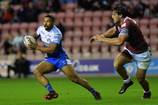 Kruise Leeming in action for Rhinos against Wigan in September. Picture by Jonathan Gawthorpe.