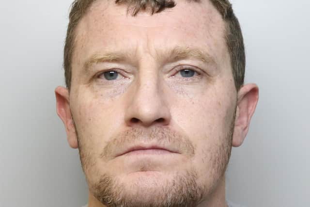 Simon Carlin was jailed for two years for theft, assaulting police officers and harassing his former partner.