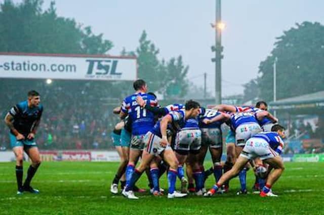 A scrum in Leeds Rhinos' derby at Wakefield two years ago. Picture by Alex Whitehead/SWpix.com.