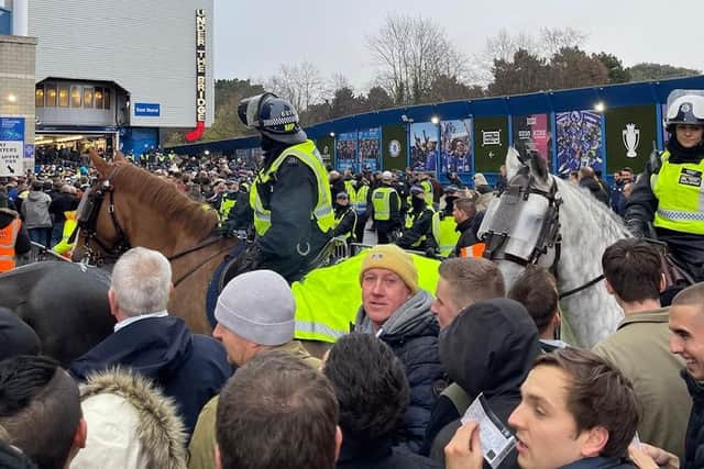 CONCERNING REPORTS - Leeds United fans have complained about the policing and stewarding at Stamford Bridge. Pic: Leeds United Supporters Trust