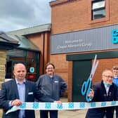 Photo of Frank and staff at recent opening of refurbished Chapel Allerton Co-op:  left to right: Lee Bayley (manager), Karen James, Frank Whitelow (official opener), Jennie Rawnsley, and Betty Korozs (deputy manager).