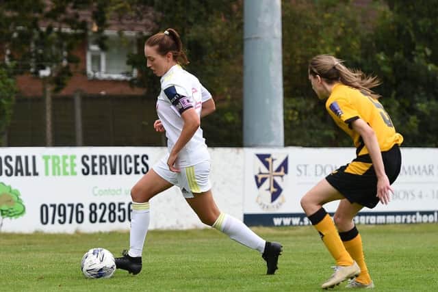 Catherine Hamill in action for Leeds United Women at Wolves. Pic: LUFC.