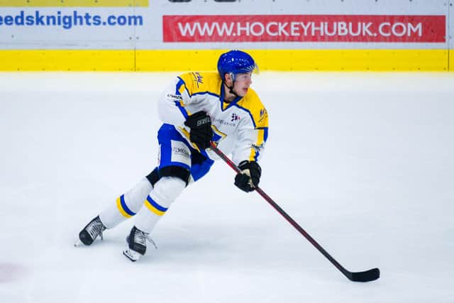 24 October 2021. Picture James Hardisty.
.........STOCK........
Leeds Knights vs Swindon Wildcats at Planet Ice, Elland Road, Leeds. Pictured Kieran Brown, of Leeds Knights