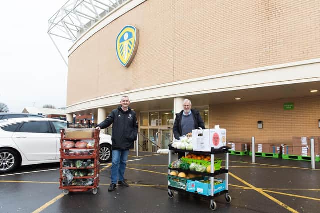 Leeds United donate spare food from the club's postponed match against Aston Villa to local charities in the city. Pic: Leeds United