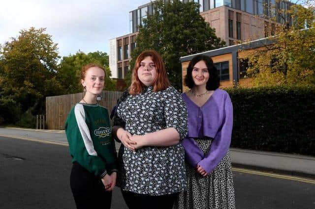 Students have started a group called the Suicide Prevention Society, at Leeds University.. Pictured from the left are Edwina O'Connor, Megan Suckling and Alex Simpson-Ayter. Pic: Simon Hulme