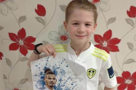 Nine-year-old Luca Drazkiewicz loves Leeds United.