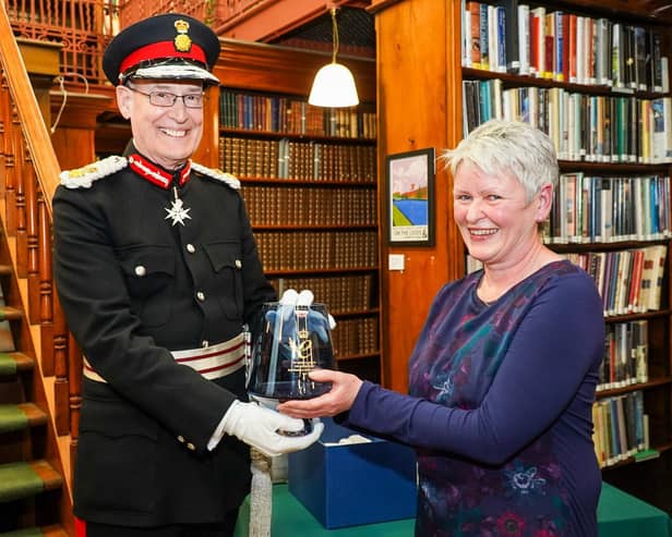 Gill Trevor was presented with the award by Ed Anderson, Lord Lieutenant of West Yorkshire, during a ceremony at the Leeds Library